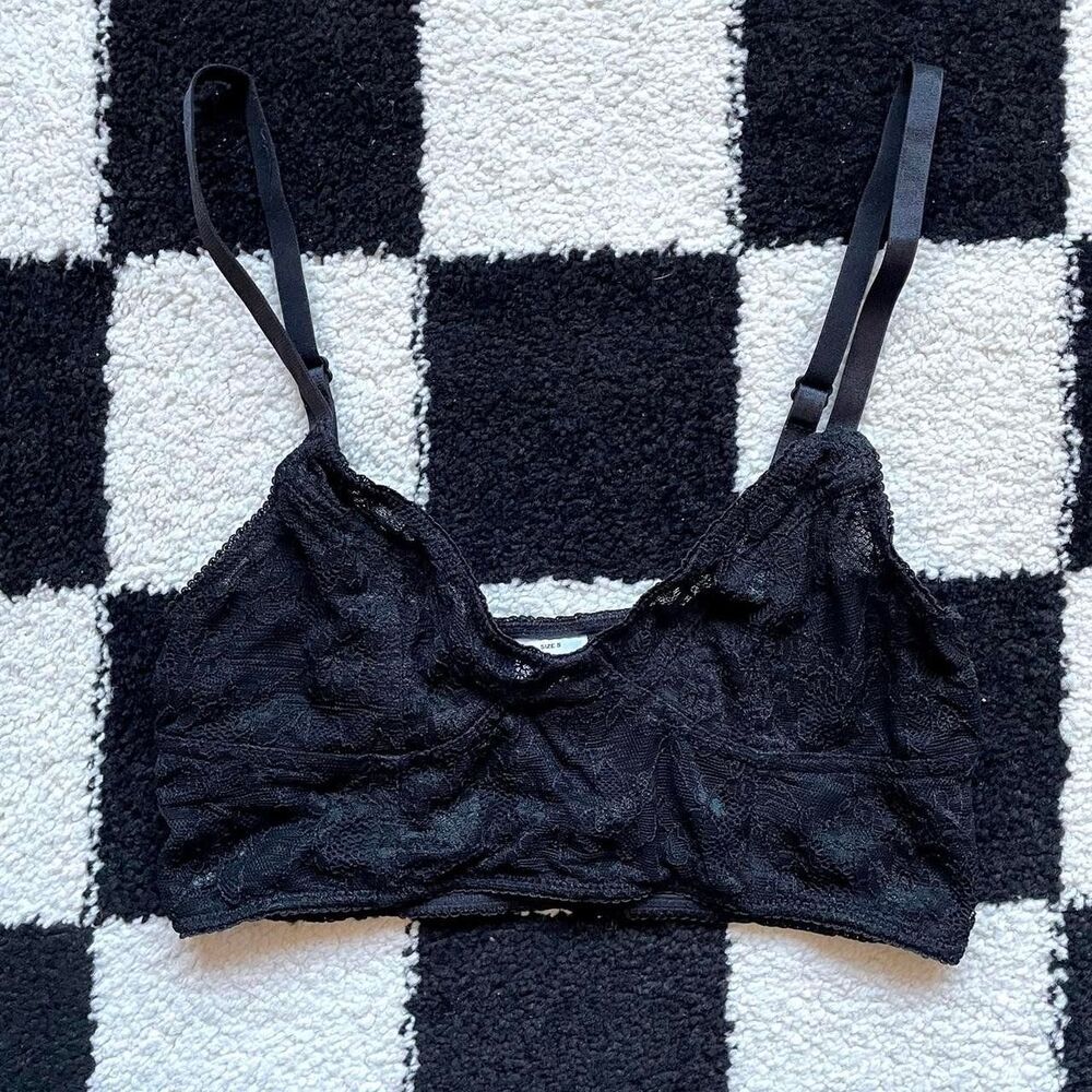 Black Lace Longline Bralette XS